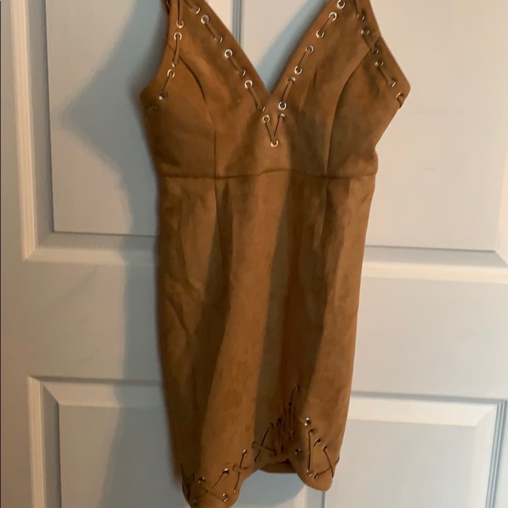 Cute faux suede party dress Tea and Cup sz S